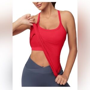 MathCat Workout Tank Tops for Women with Built in Bra,Seamless Racerback-SMALL